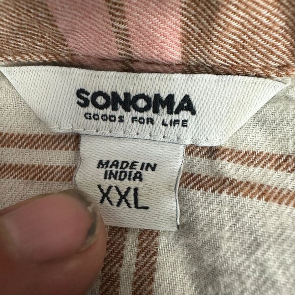 Sonoma XXL Plaid Button-Down Shirt For Men 100% Cotton Made In India - Picture 3 of 5